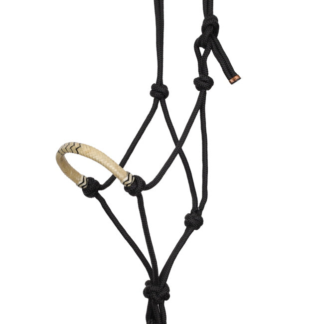  Cowboy Knot Halter with Rawhide Nose - White & Black
