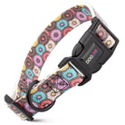 Dogline Biothane printed dog collar in colorful donut pattern with quick release buckle