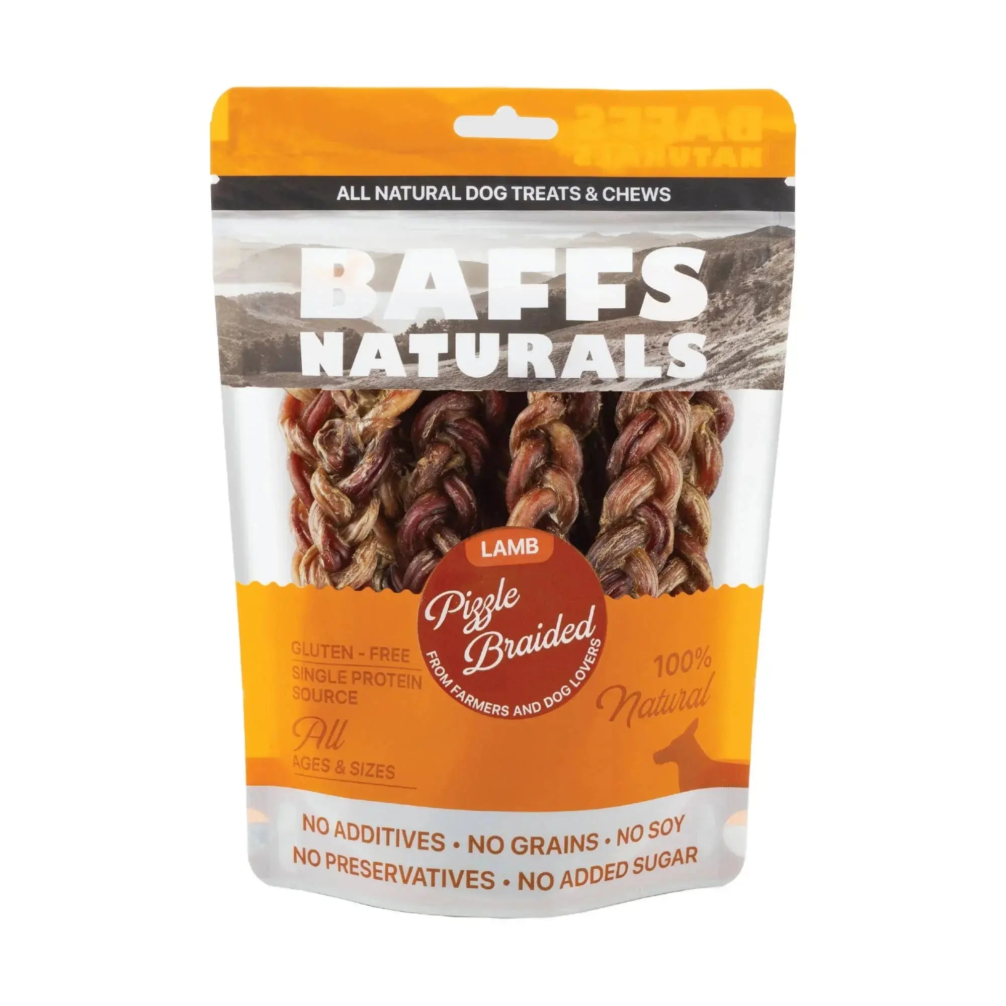 All-Natural Premium Braided Lamb Pizzle Dog Chews (8oz Bag) Dog