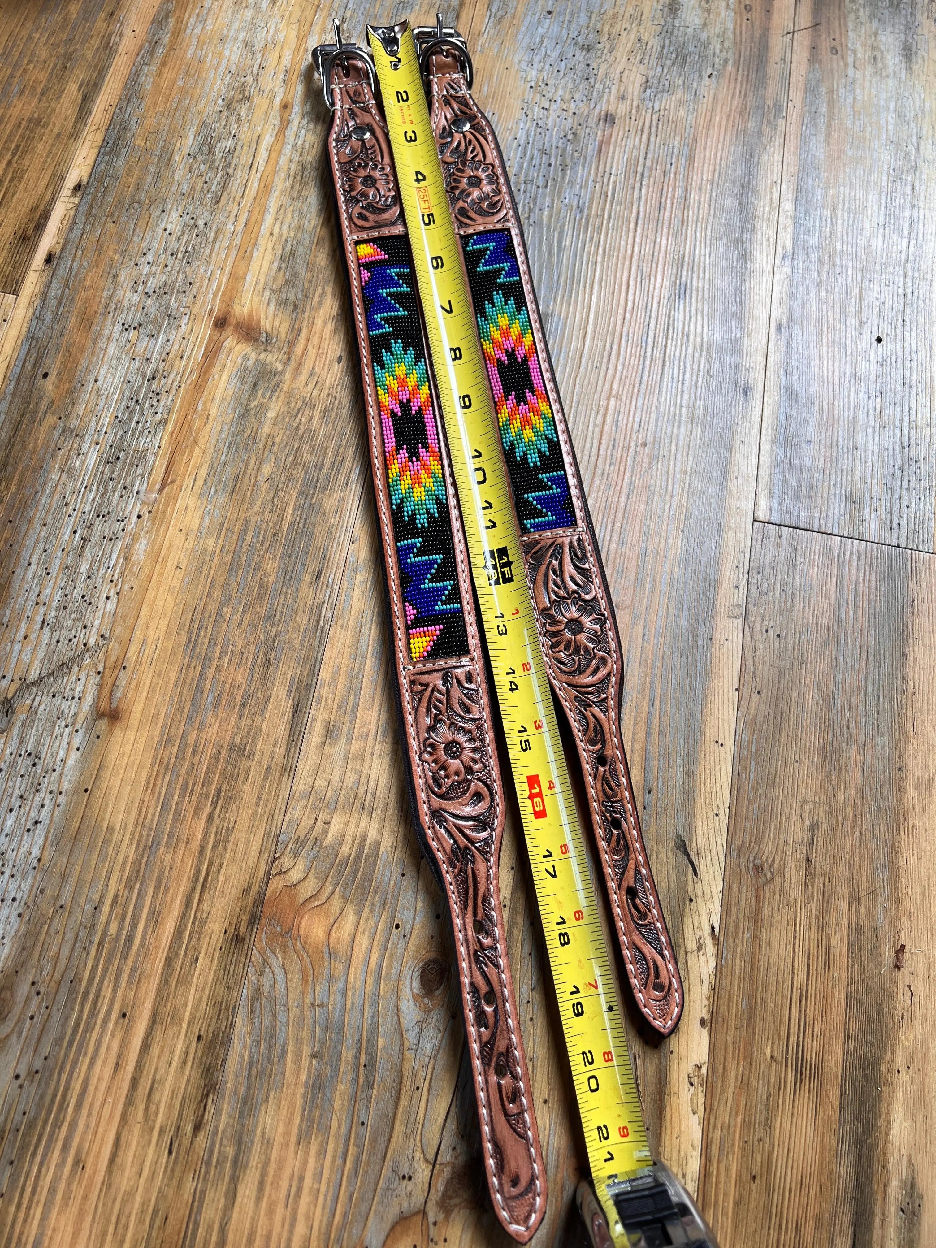 Aztec tooled leather dog collar