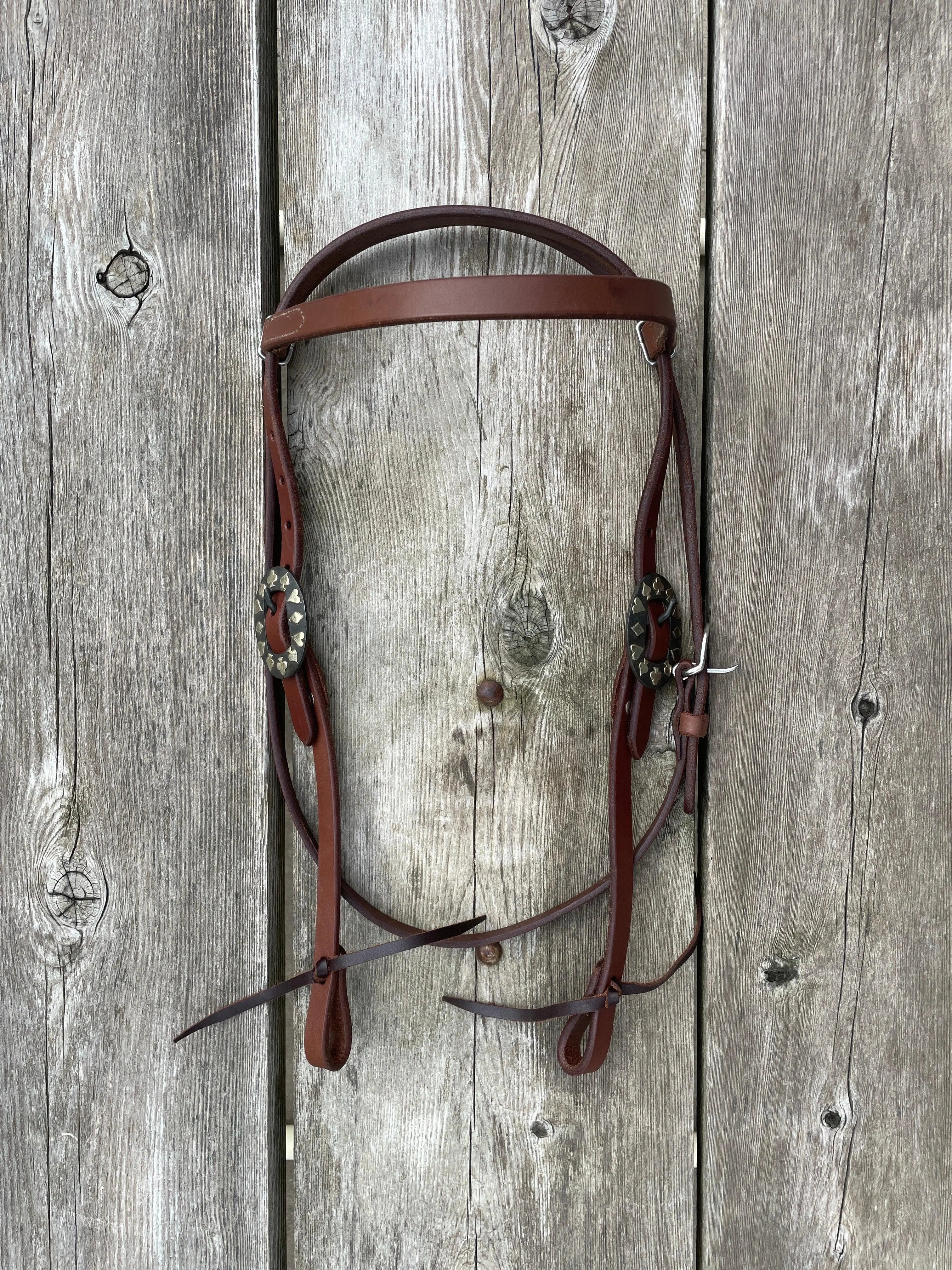 Oiled Harness Browband Headstall With Black Jack Buckle Horse