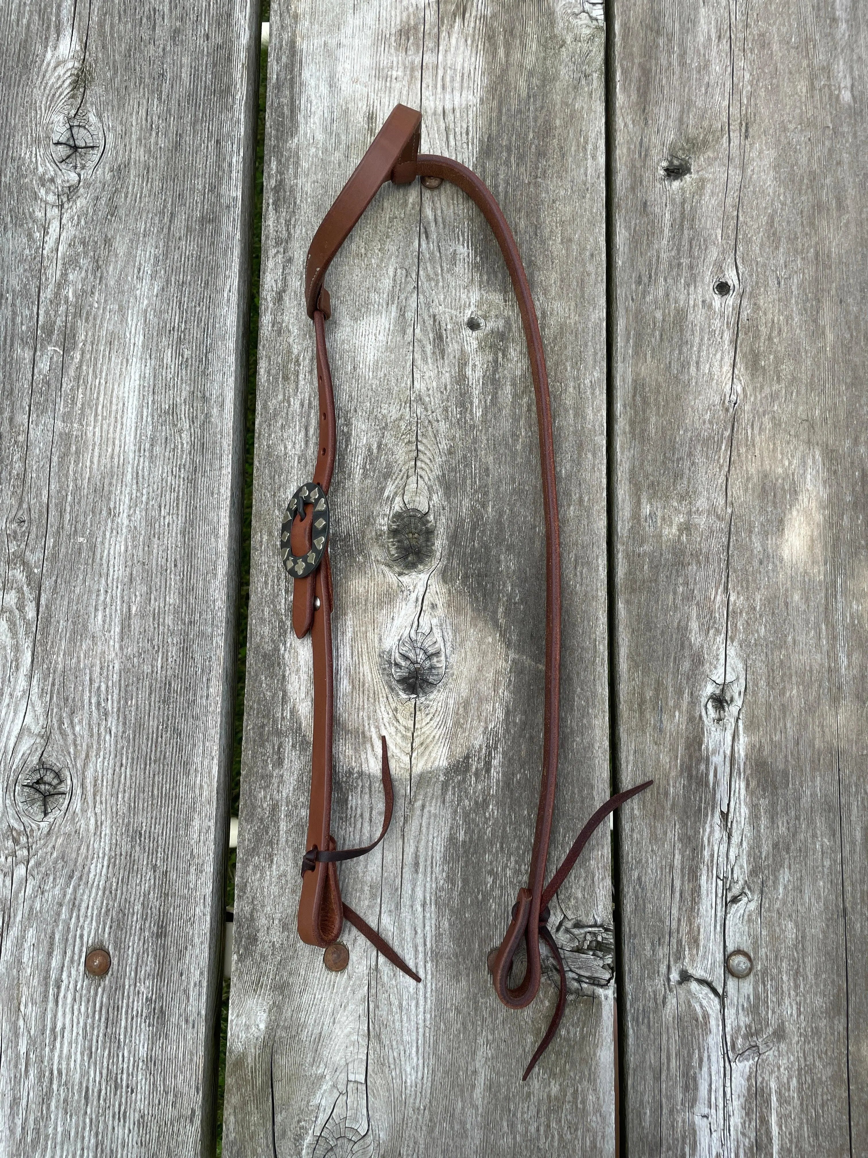 Oiled Harness Single Ear Headstall With Black Jack Buckle Horse