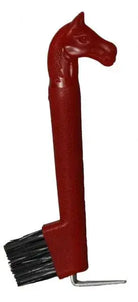 Horse head hoof pick with brush. Plastic hoof pick measures 8" long Horse