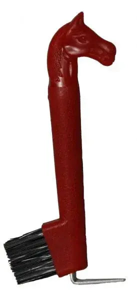 Horse head hoof pick with brush. Plastic hoof pick measures 8" long Horse