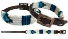 Corded Leather Dog Collar - Blue/White Dog