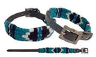 Corded Leather Dog Collar - Teal/White Dog