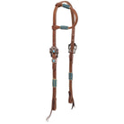 Argentina cow leather cobalt rawhide one ear headstall with turquoise beads