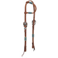 Argentina Cow Leather Cobalt Rawhide One Ear Headstall