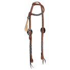 Argentina cow leather smoky rawhide one ear headstall with turquoise stones