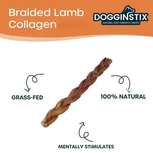 6" Braided Lamb Collagen Sticks