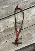 Oiled Harness Single Ear Headstall With Antique Sunflower Buckle Horse