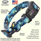 Dogline Biothane dog collar in blue yellow starry night pattern