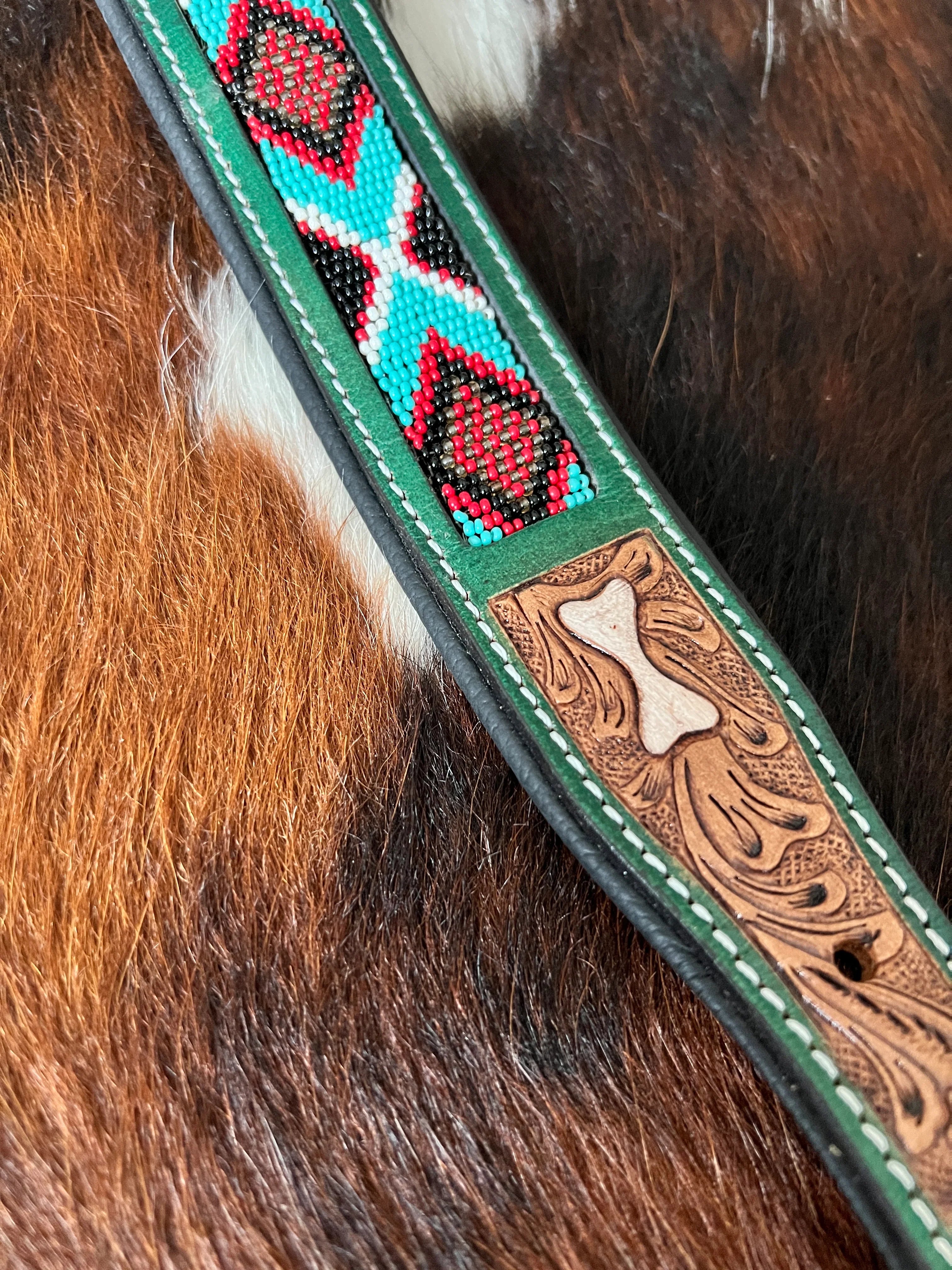 Santa Fe Bone Beaded Collar In Brown Dog