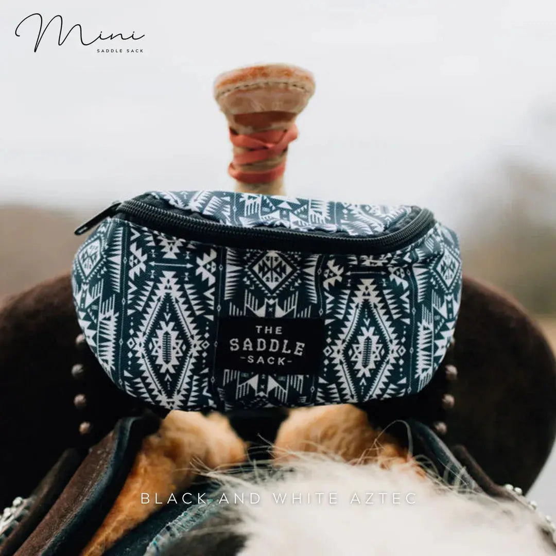 SADDLE SACK MINI Black and White Aztec Horse