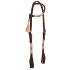 Argentina cow leather classic rawhide one ear headstall with cream braids and tassel