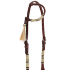 Argentina Cow Leather Classic Rawhide One Ear Headstall, brown with cream braids