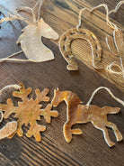 Brown/Gold Cowhide Leather Christmas Ornament- Sold Individually