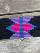 Black Multi Strand wool blend string girth with Aztec Design
