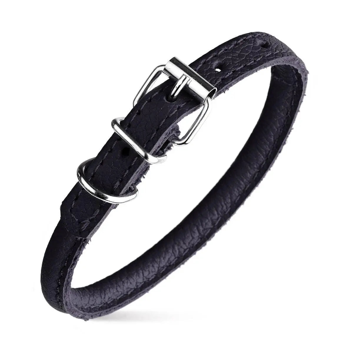 Soft Leather Round Collar 8-10" Black 1 4"