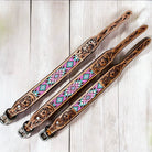 Pink Aztec tooled leather dog collar