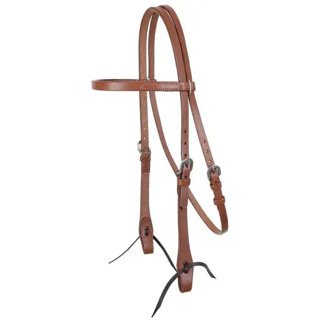Argentina Harness Cow Leather Browband Headstall with Tie Ends Horse