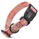 Dogline Biothane printed dog collar with vibrant mandala patterns and quick-release buckle
