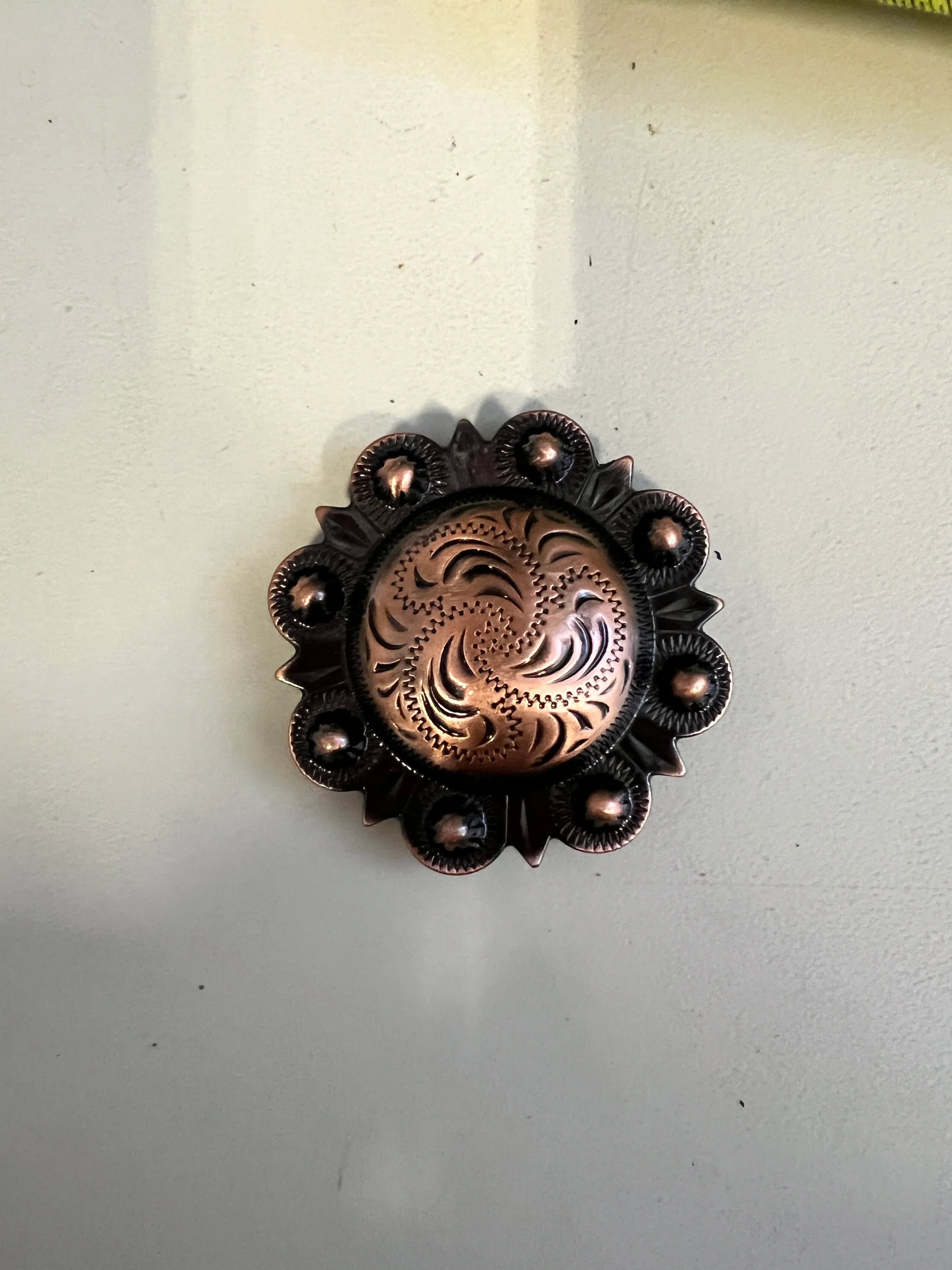 Copper engraved concho with Screw