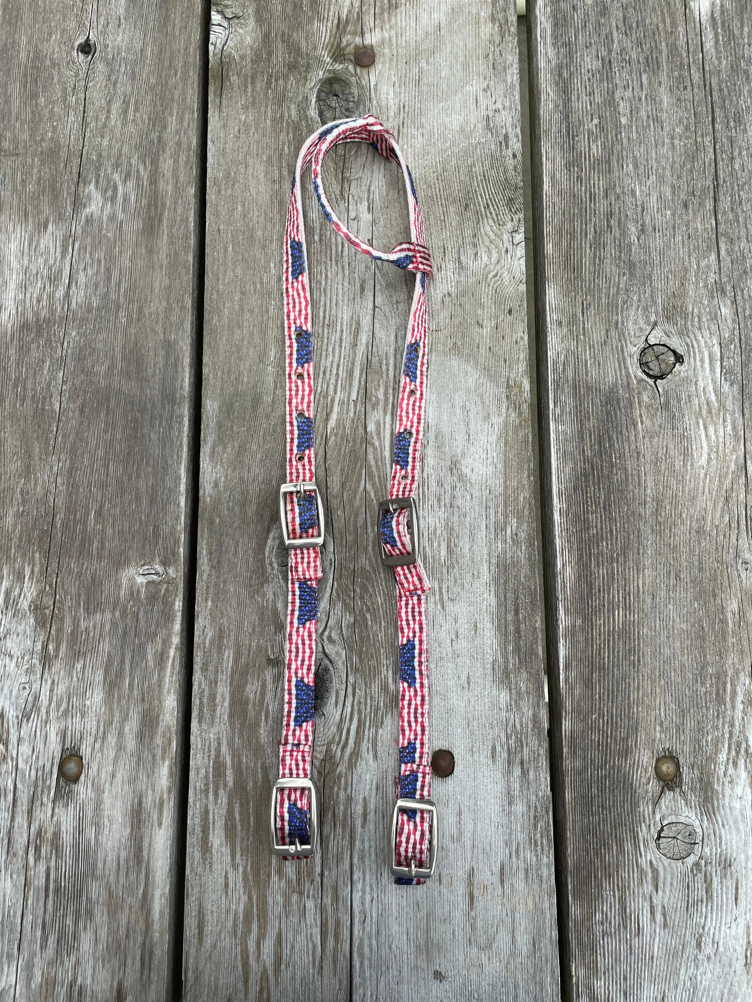 American Flag Nylon One Ear Headstall Horse