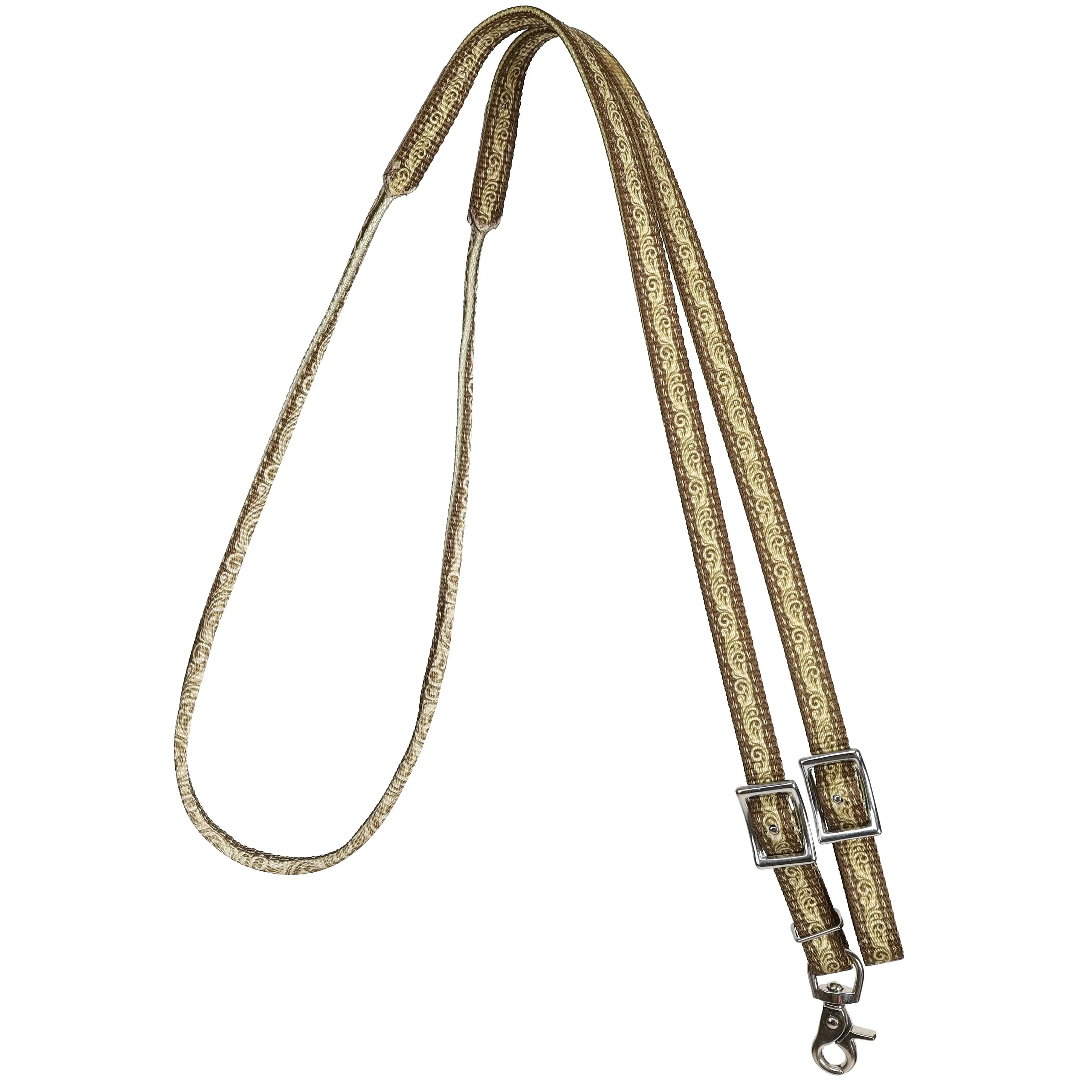 Brown Filigree Rolled Nylon Contest Reins Reins