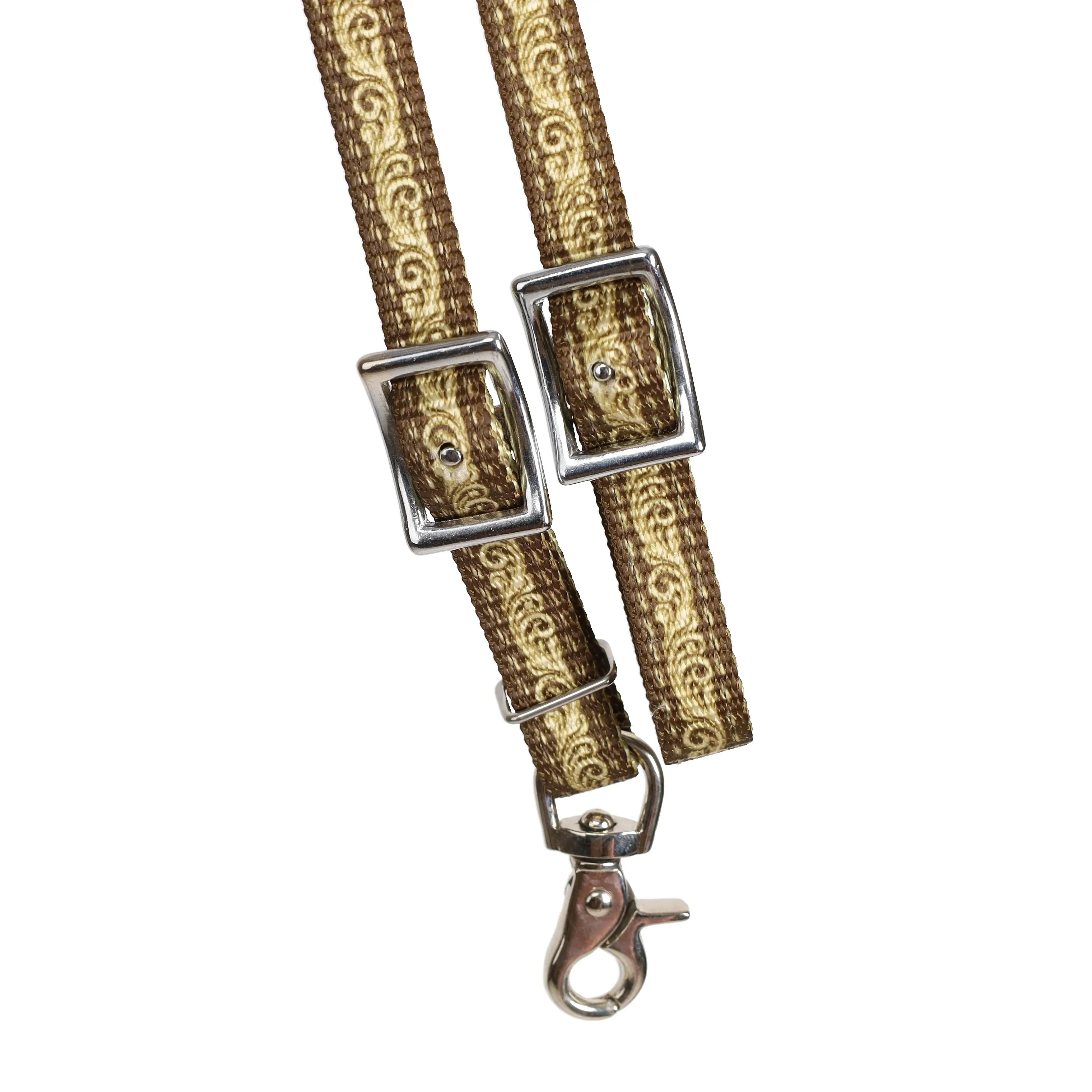 Brown Filigree Rolled Nylon Contest Reins Reins