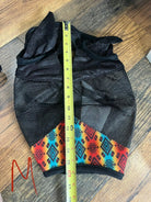 Yellow/Orange Aztec print accent horse size fly mask with ears