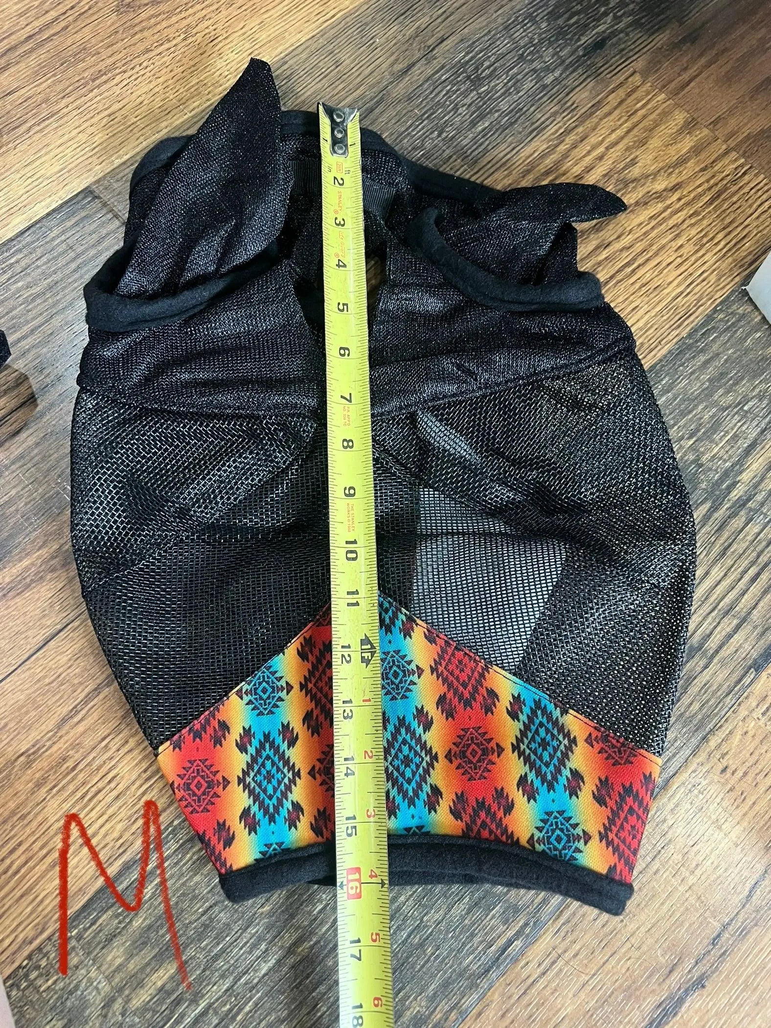Yellow/Orange Aztec print accent horse size fly mask with ears