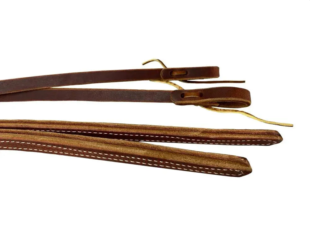 7'8" X 1/2" Double Stitched Harness Leather Weighted Split Reins. MADE IN THE USA. Horse