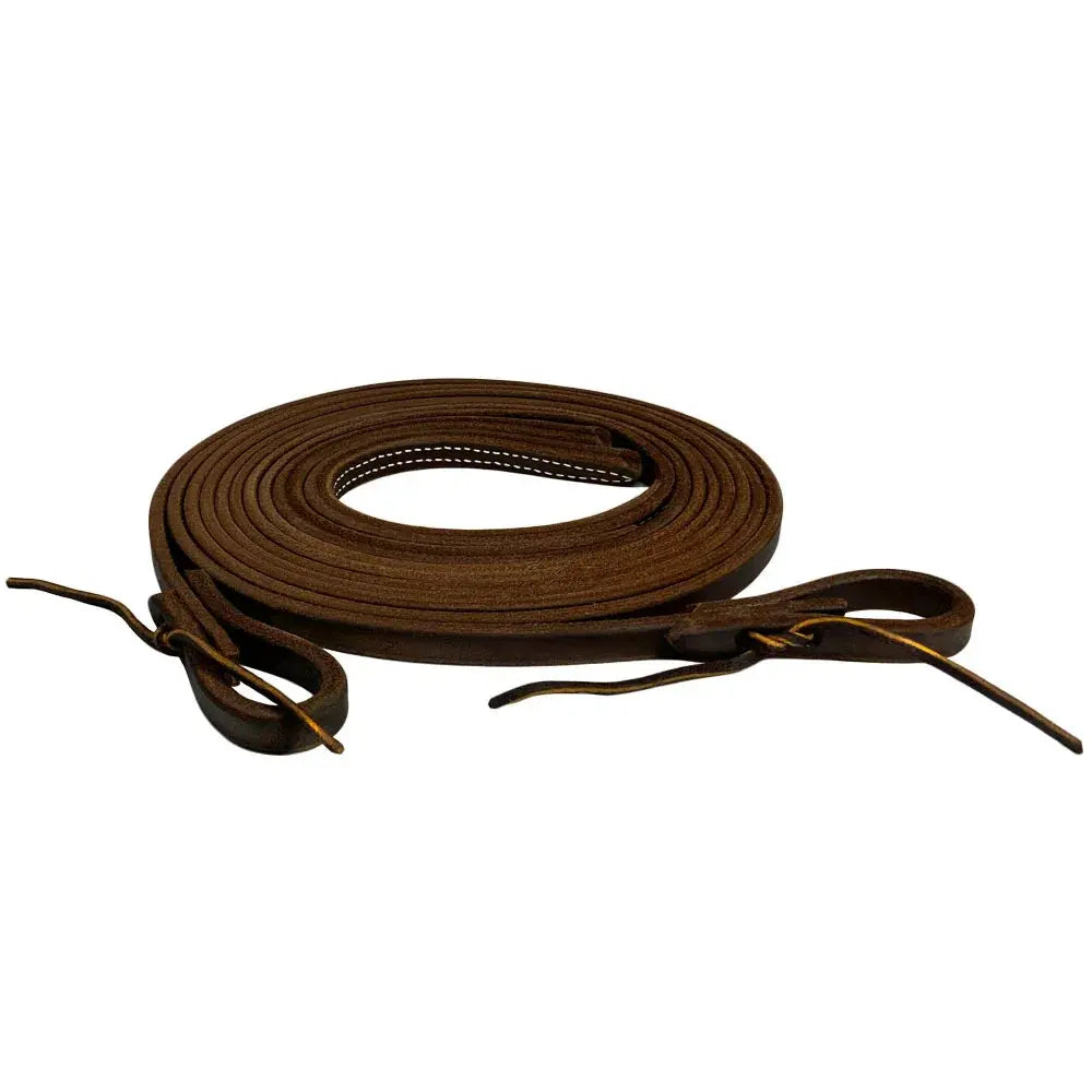 8' x 1/2" Oiled Harness Leather Split Reins with Weighted Ends- Made in USA
