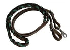 Teal Miracle Braid leather contest/roping rein with buckles Horse