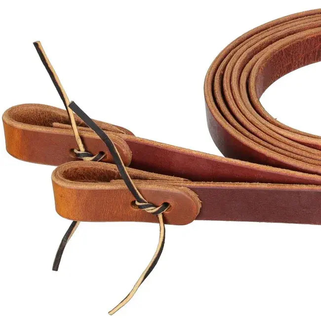 8' x 1" Harness Hot Dipped Leather Split Rein - Made in the USA Horse close up