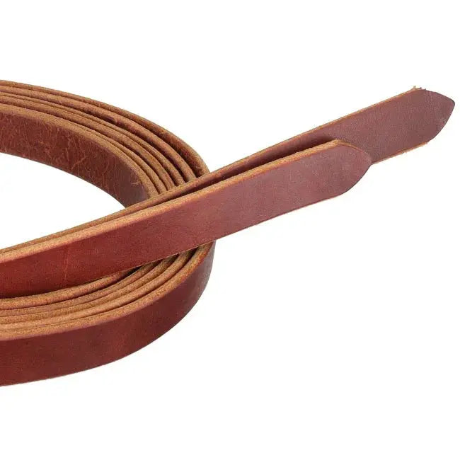 8' x 1" Harness Hot Dipped Leather Split Rein - Made in the USA Horse close up