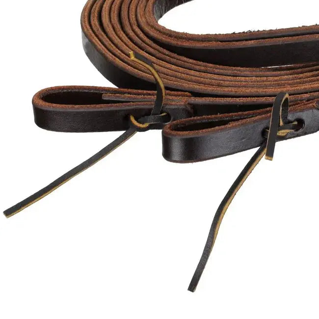 8' x 5/8" Premium Harness Leather Split Rein - Made in the USA Horse close up