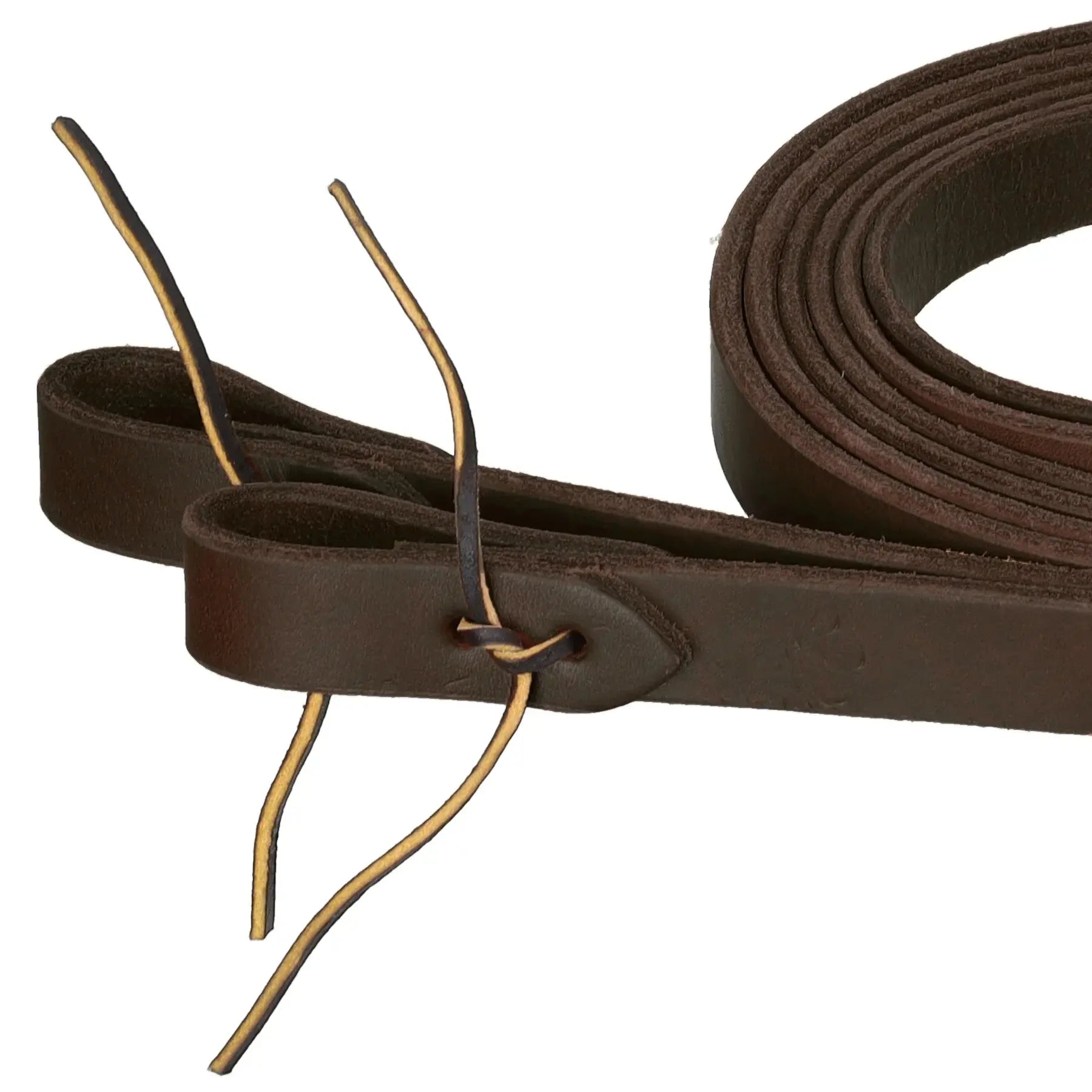 8' x 1" Premium Harness Oiled Leather Split Rein - Made in the USA Horse close up