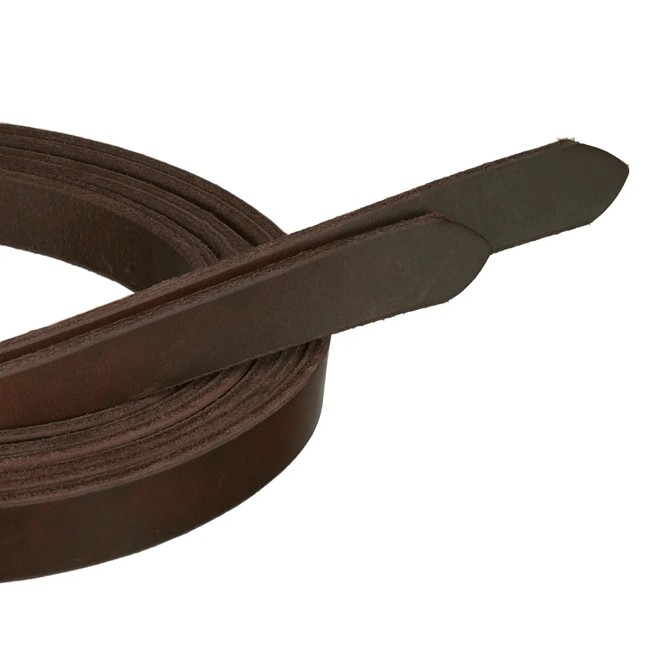 8' x 1" Premium Harness Oiled Leather Split Rein - Made in the USA Horse close up