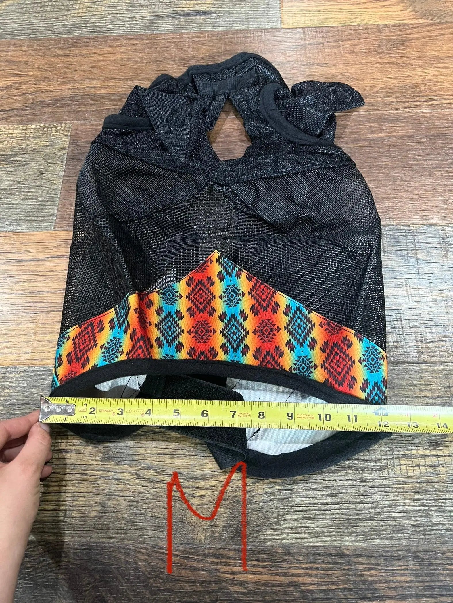 Yellow/Orange Aztec print accent horse size fly mask with ears