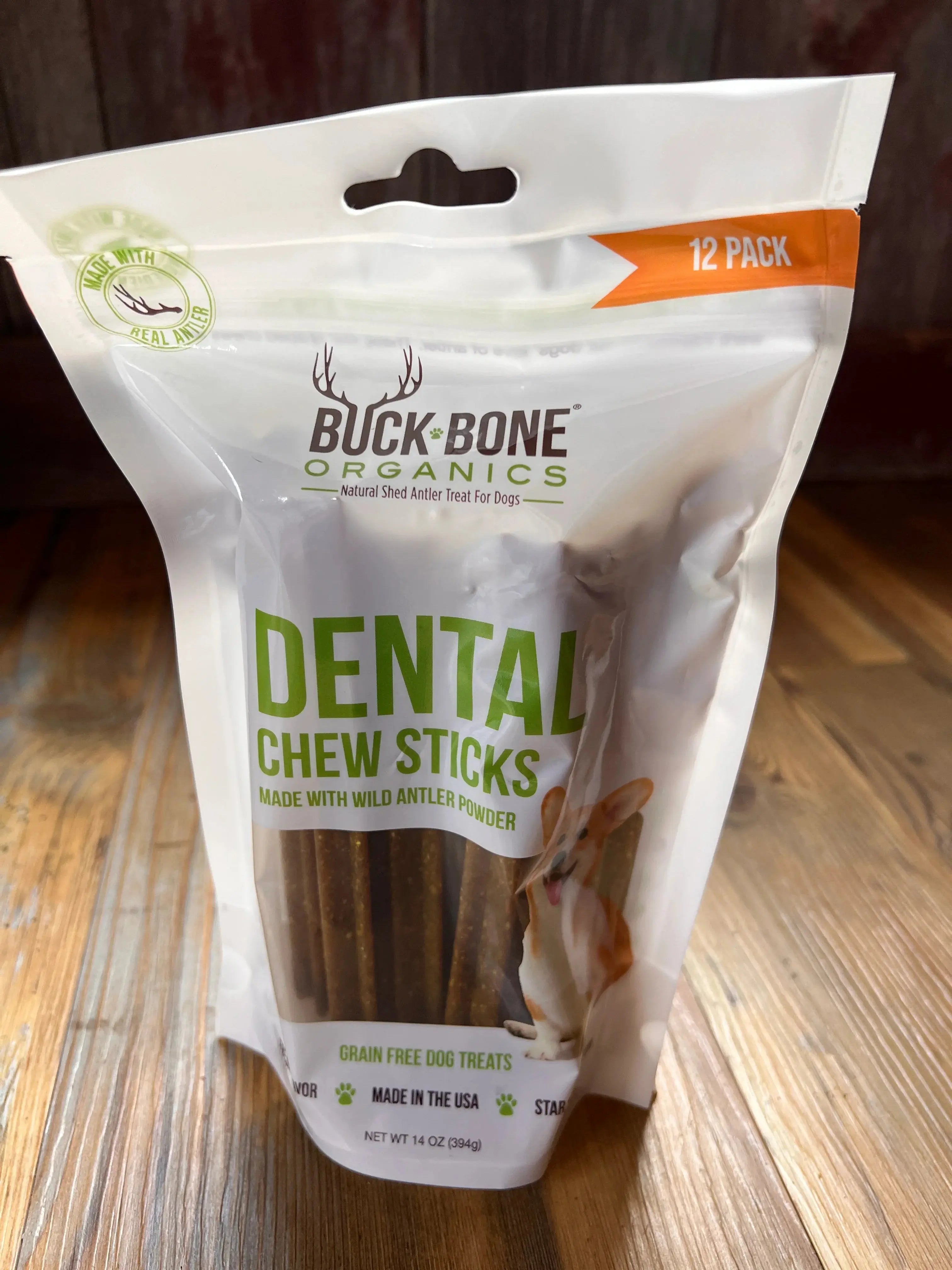 Grain Free Dental Chews 12 Pack, made with Antler Powder, Peppermint and Apple dog chew
