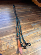 Black and Blue Rawhide 20 Plaits Romel Reins, Romal Reins 55"