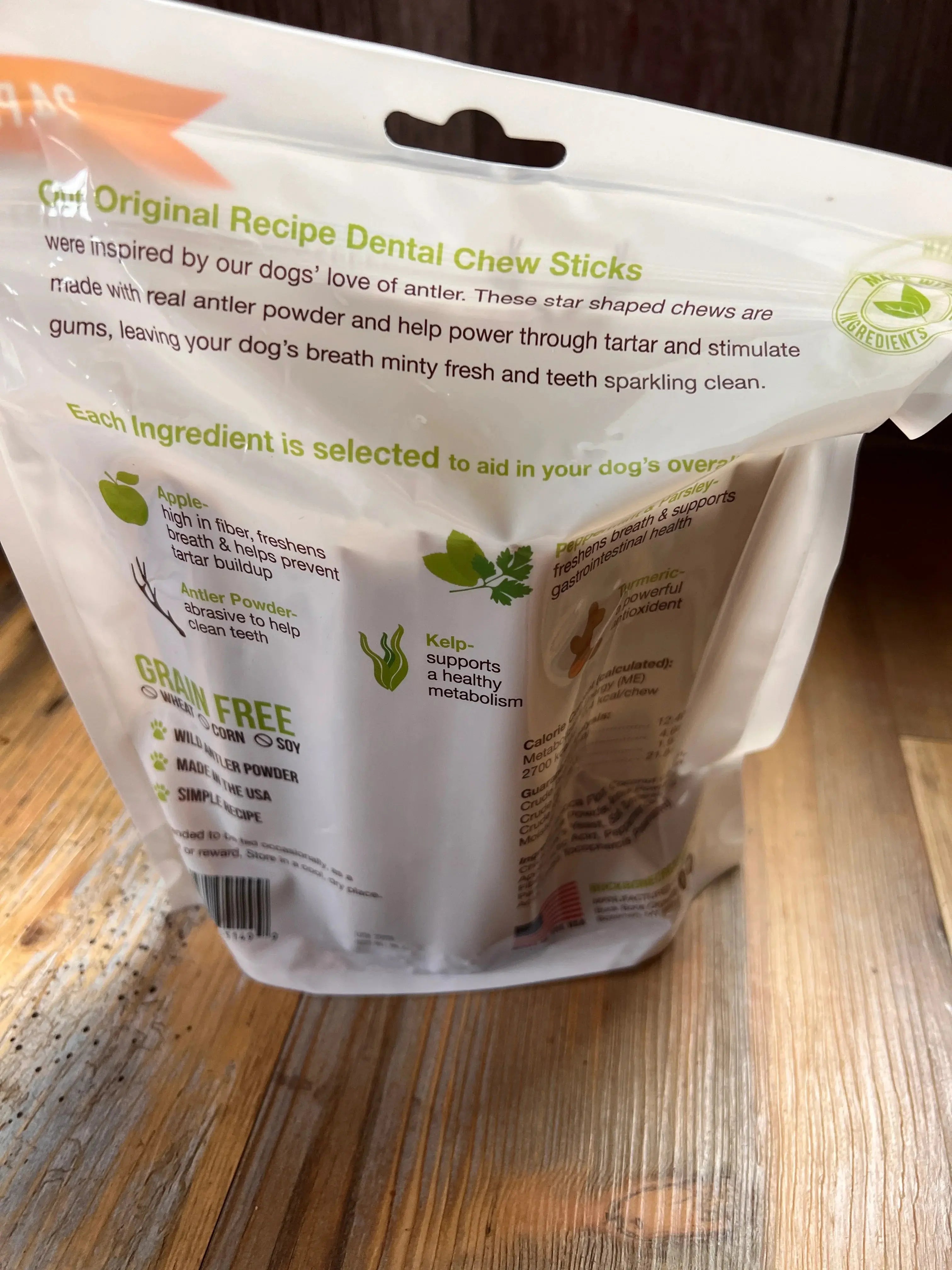 Grain Free Dental Chews 24 Pack, made with Antler Powder, Peppermint and Appl dog chew