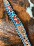 Running Free Beaded Heritage Dog Collar In Brown Dog close up