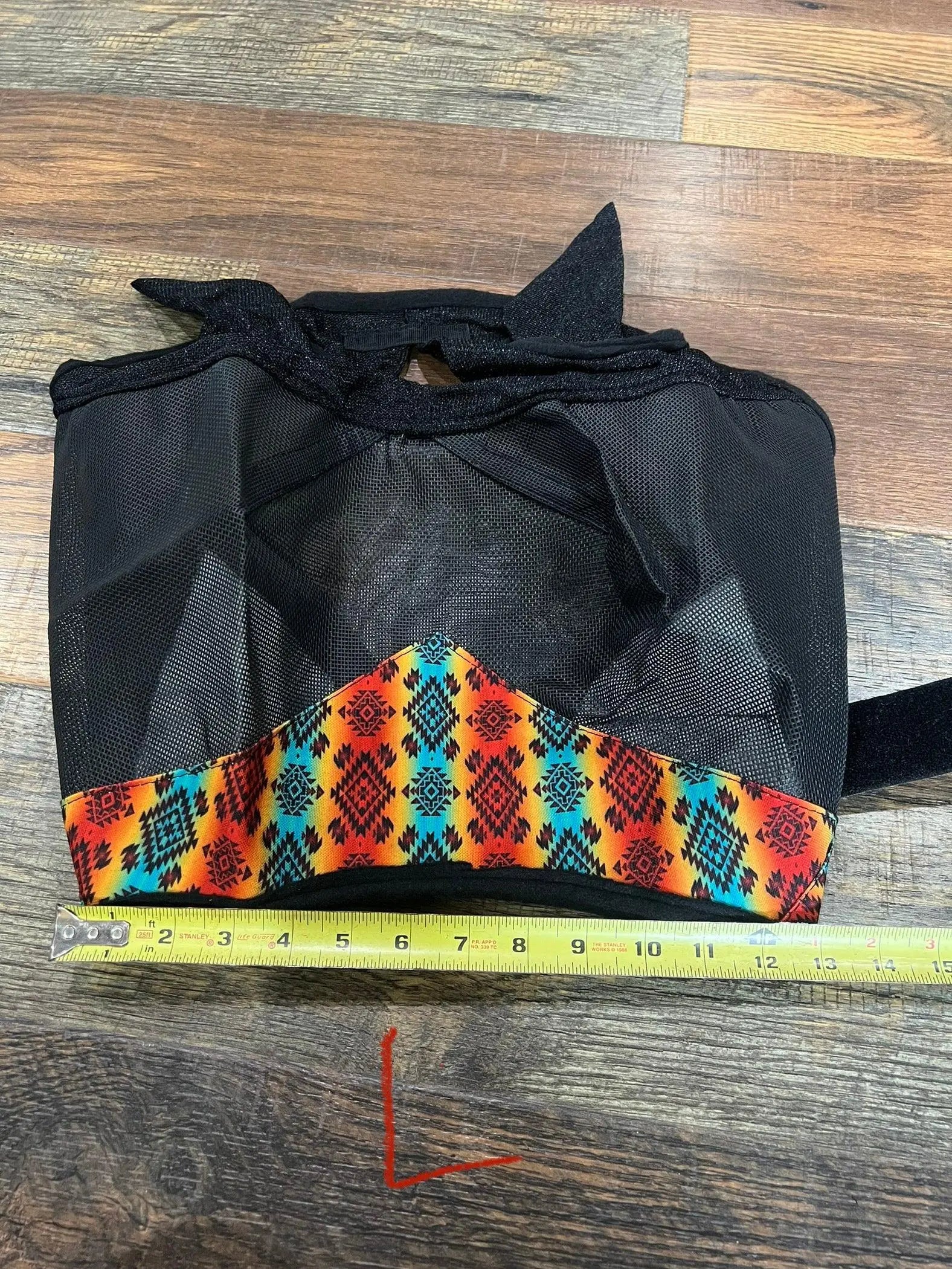 Yellow/Orange Aztec print accent horse size fly mask with ears
