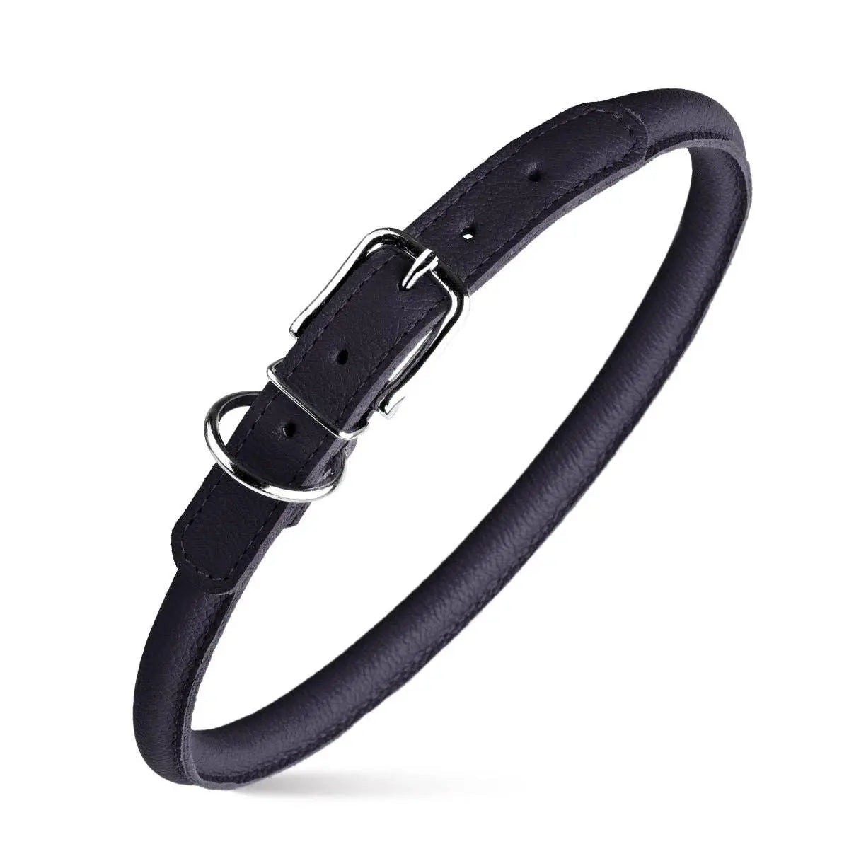 Soft Leather Round Collar Black 1