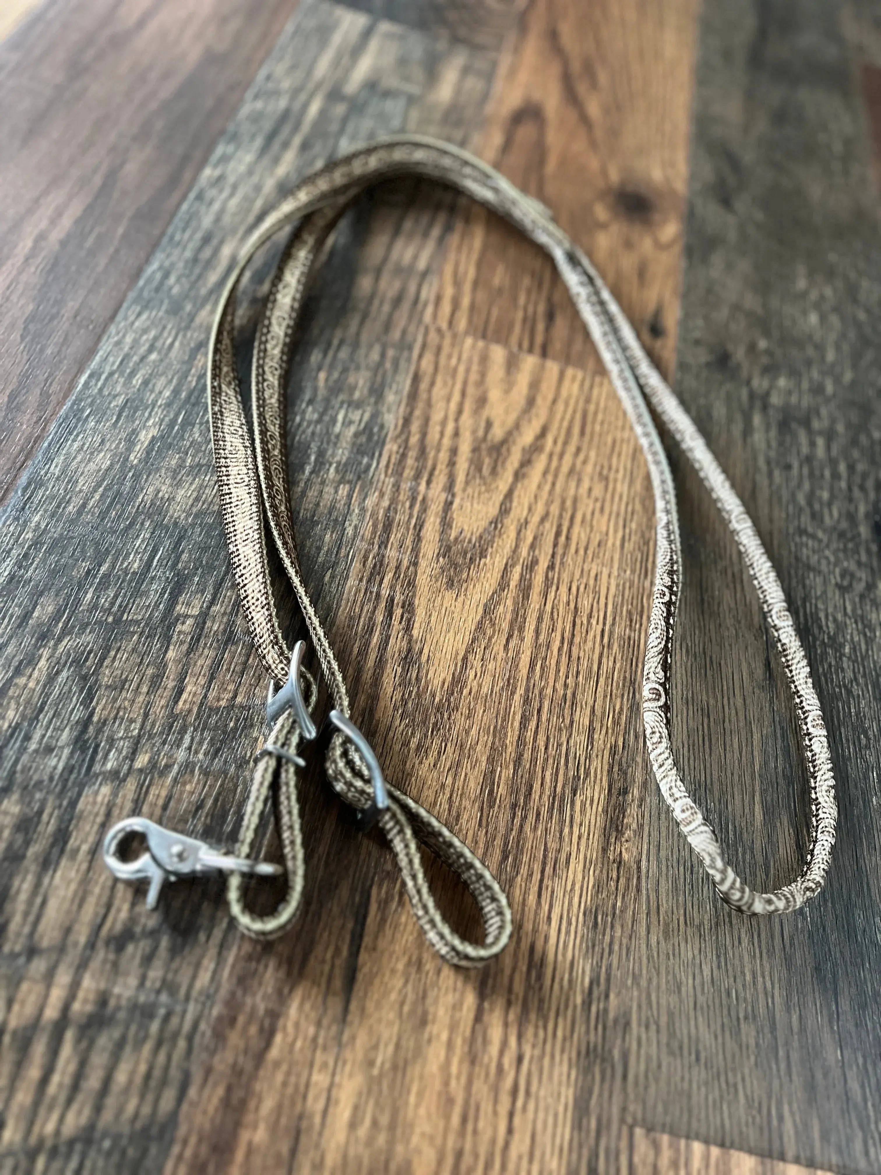 Brown Filigree Rolled Nylon Contest Reins Reins