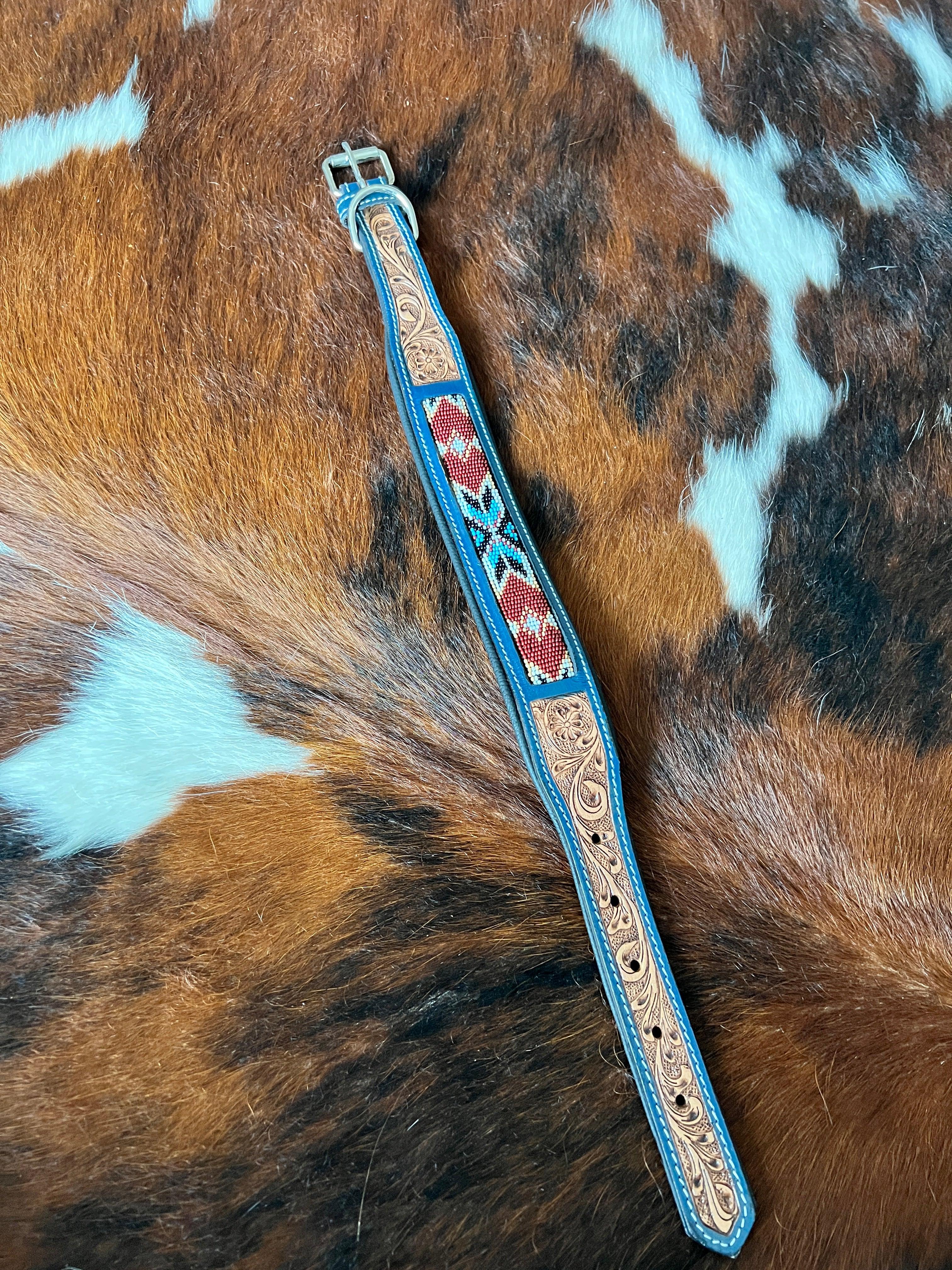 Running Free Beaded Heritage Dog Collar In Brown Dog