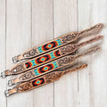 Southwest tooled leather Dog Collar 
